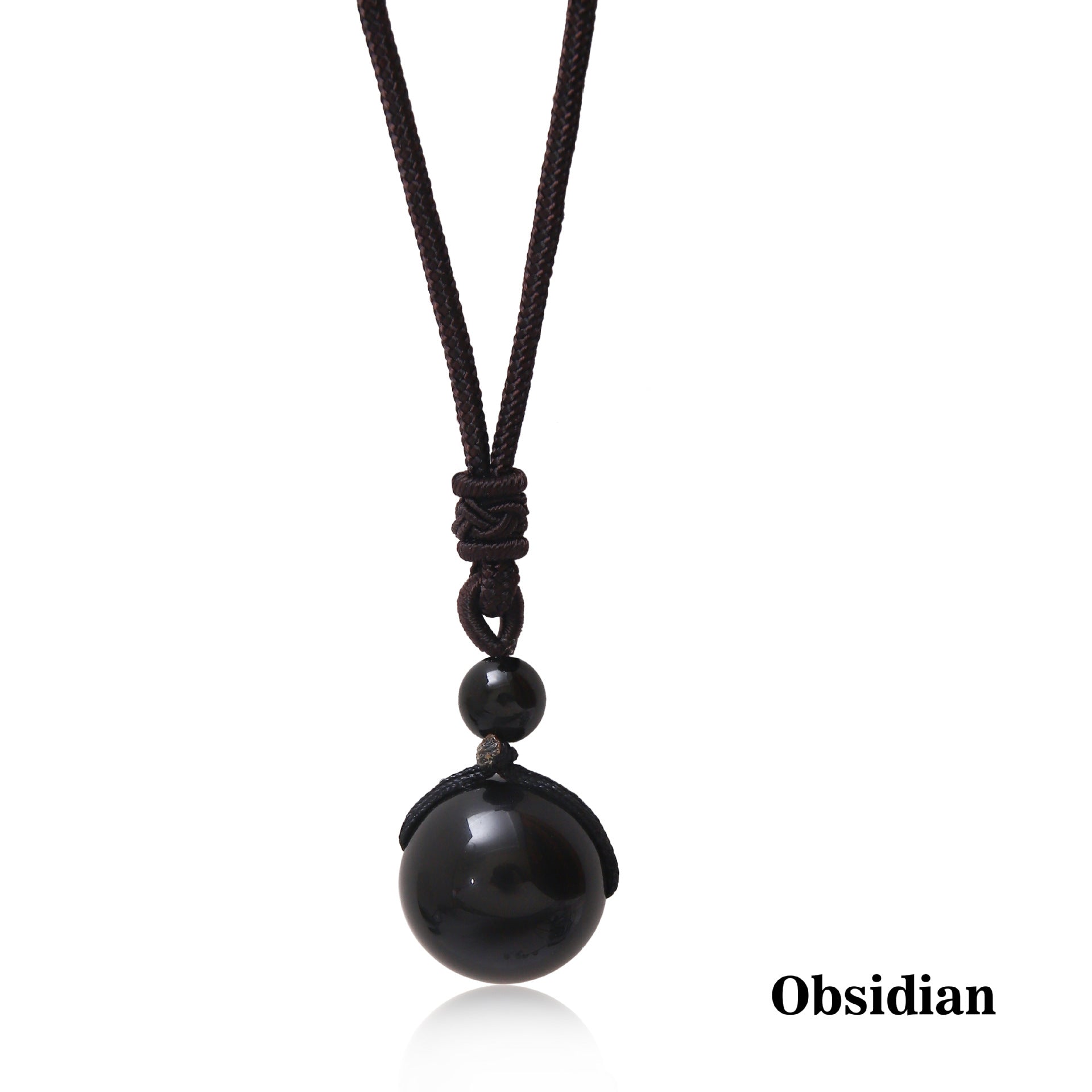 Letitdao Natural Stone & Obsidian Round Beads Lucky Necklace