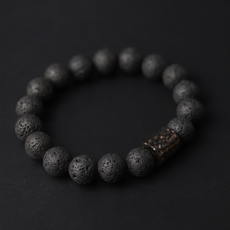 Letitdao Lava Rock Ebony Wood Tiger Eye Support Healing Bracelet