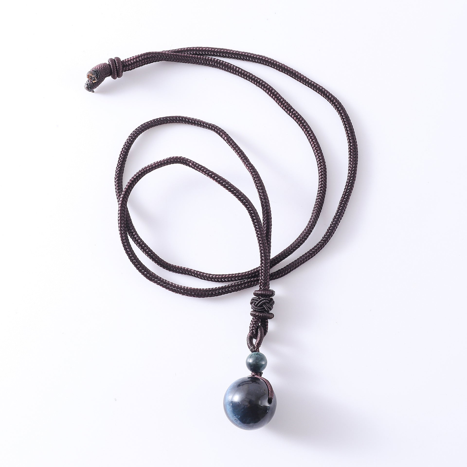 Letitdao Natural Stone & Obsidian Round Beads Lucky Necklace