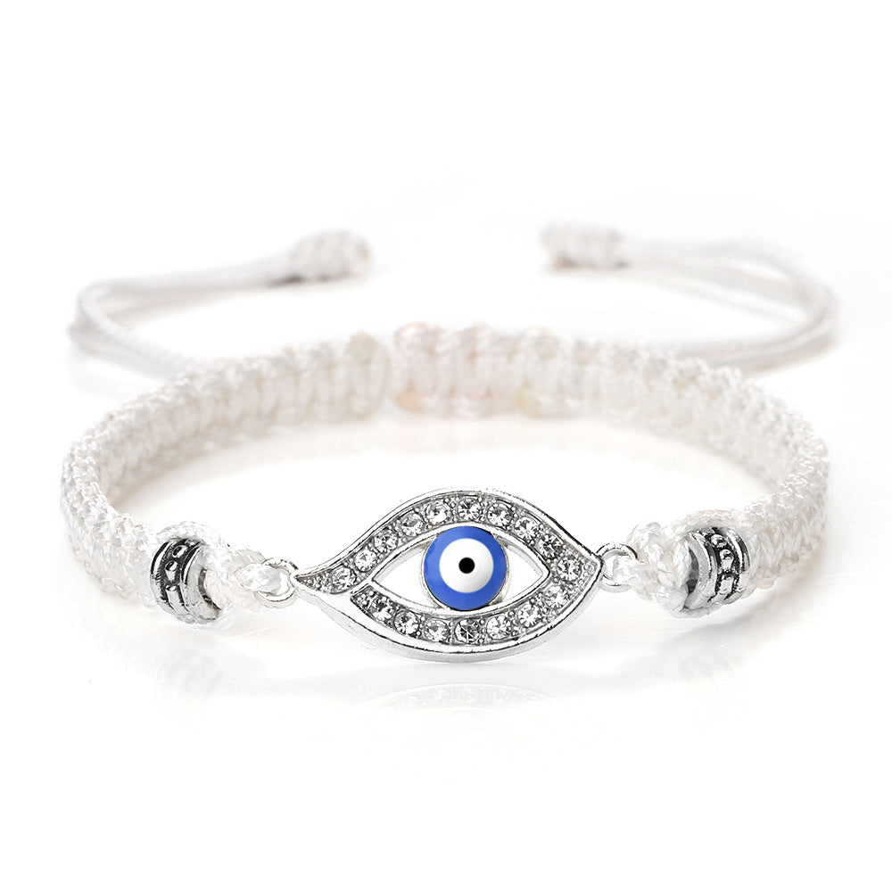 Letitdao Blue Diamond Devil Eye Red Rope Hand-Woven Bracelet