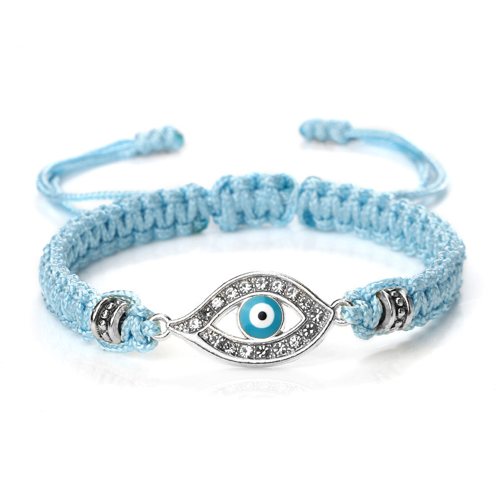 Letitdao Blue Diamond Devil Eye Red Rope Hand-Woven Bracelet