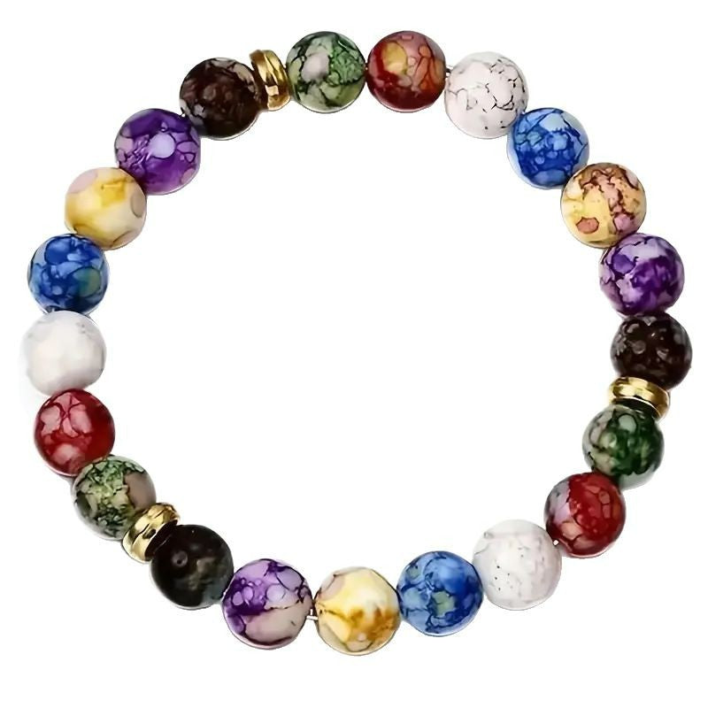 Letitdao Chakra-Aligned Rainbow Therapy Bracelet Handcrafted with Natural Stones for Energy Balance