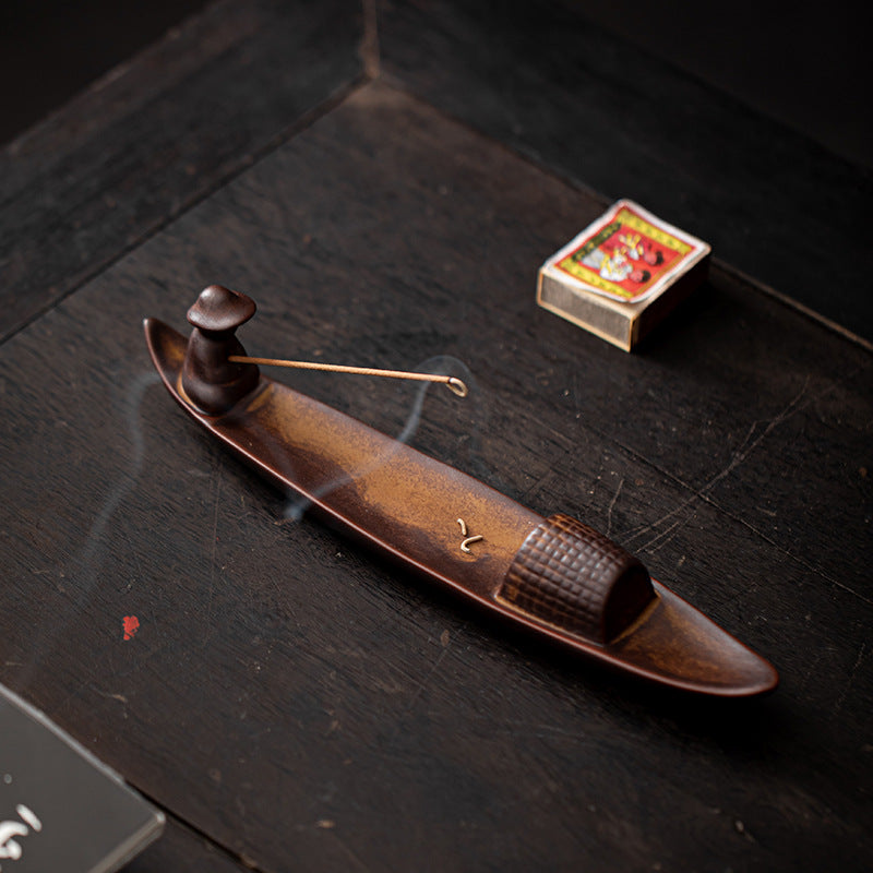 Letitdao A Lonely Fisherman Afloat Ceramic Healing Incense Burner