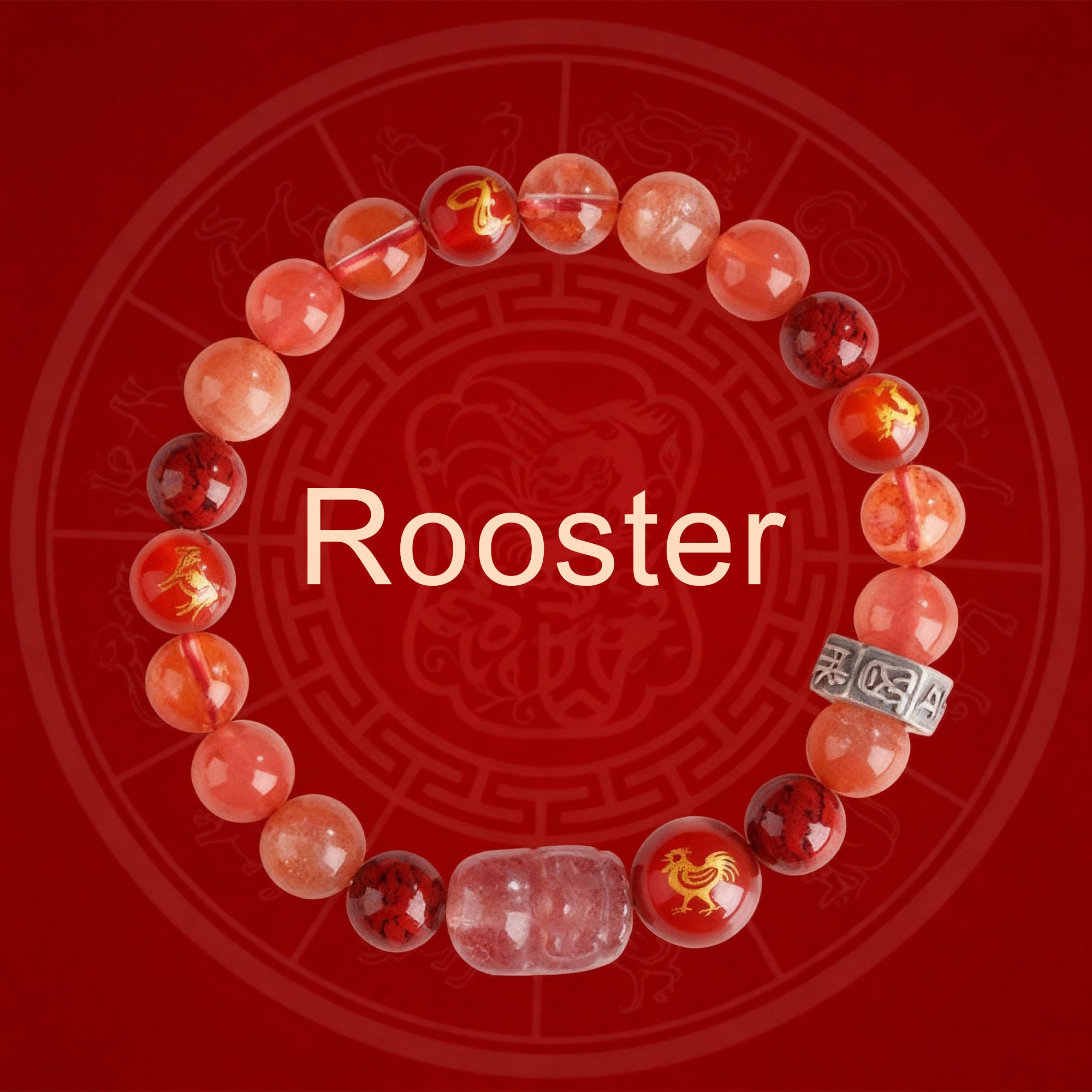 Zodiac Fortune Bracelet Adorned With Sacred Cinnabar & Natural Crystal & Legendary Pi Xiu