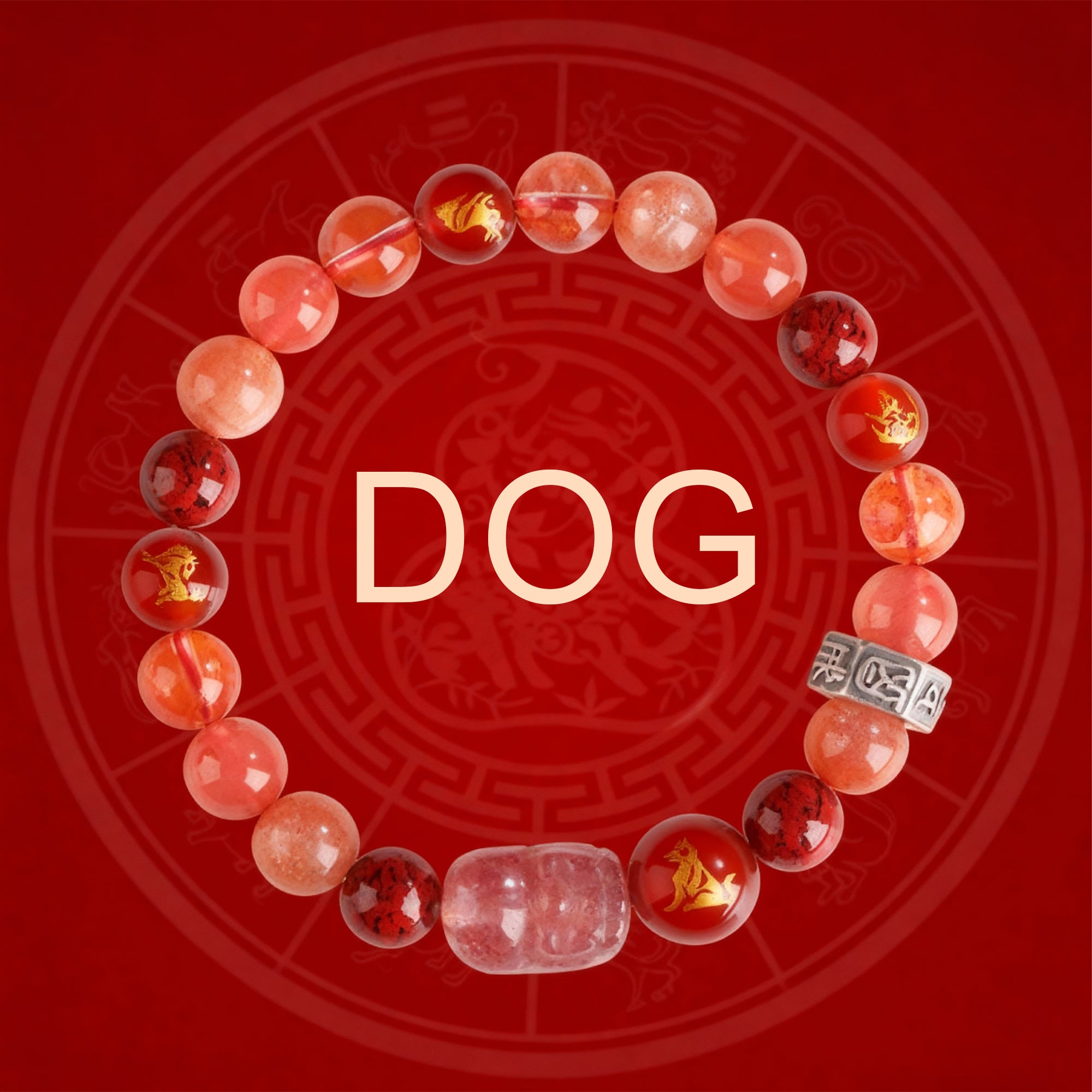 Zodiac Fortune Bracelet Adorned With Sacred Cinnabar & Natural Crystal & Legendary Pi Xiu