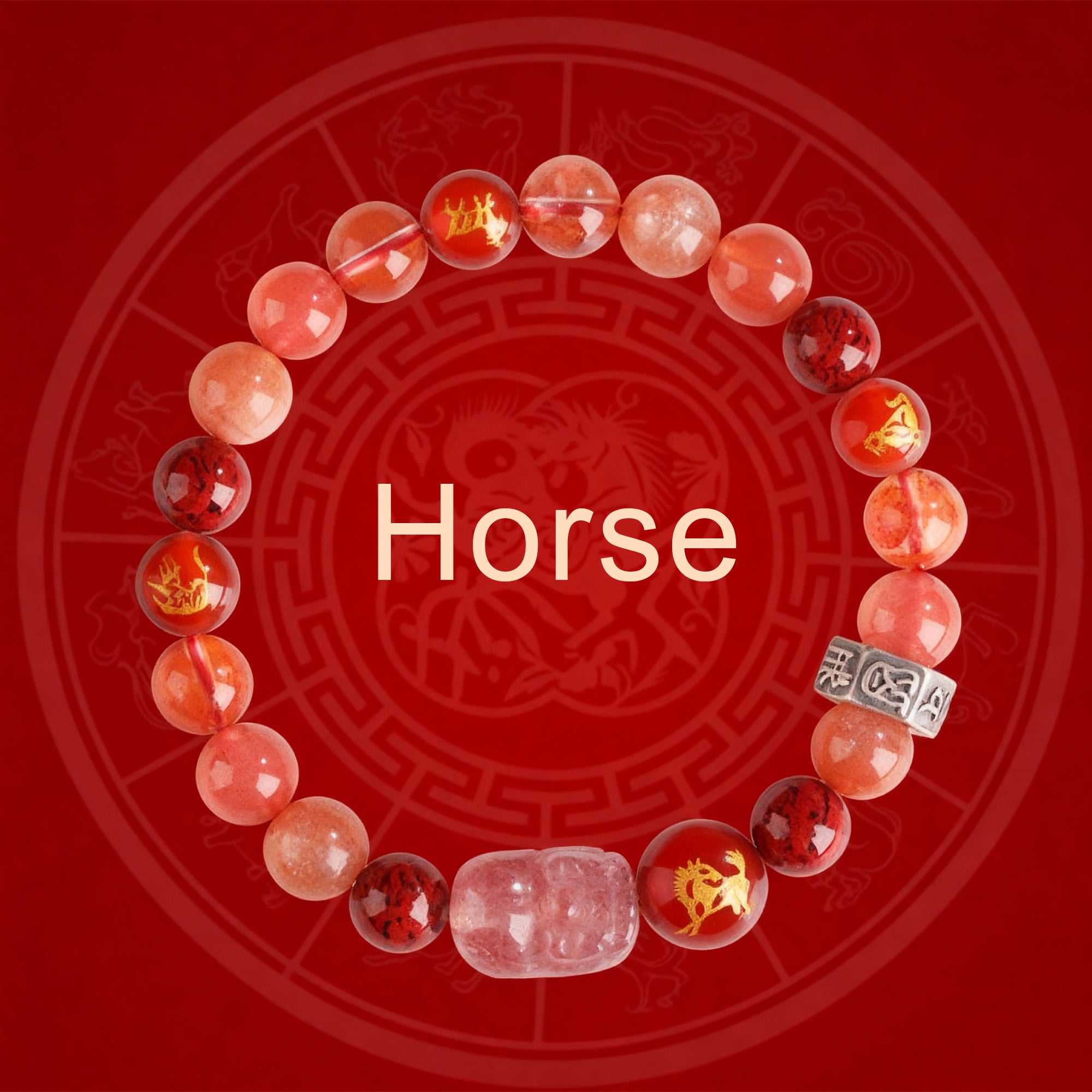 Zodiac Fortune Bracelet Adorned With Sacred Cinnabar & Natural Crystal & Legendary Pi Xiu