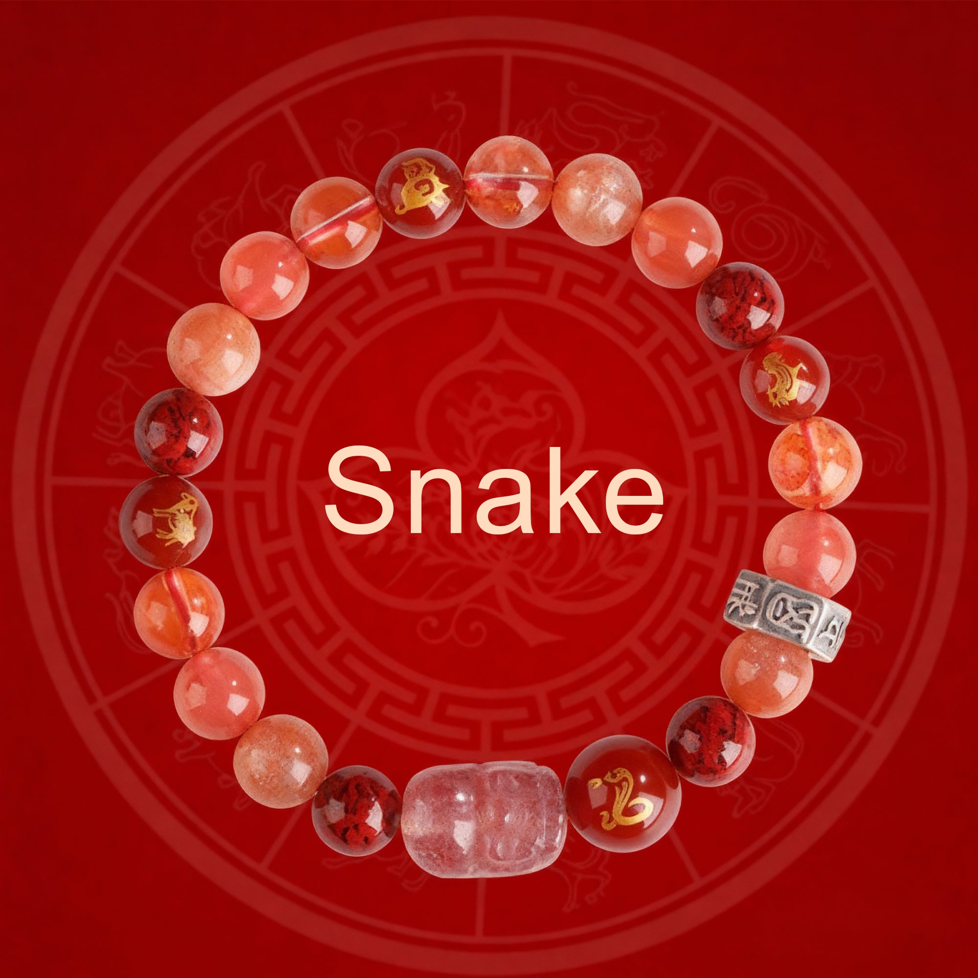 Zodiac Fortune Bracelet Adorned With Sacred Cinnabar & Natural Crystal & Legendary Pi Xiu