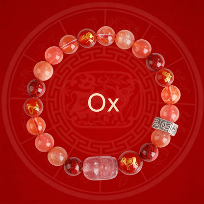 Zodiac Fortune Bracelet Adorned With Sacred Cinnabar & Natural Crystal & Legendary Pi Xiu