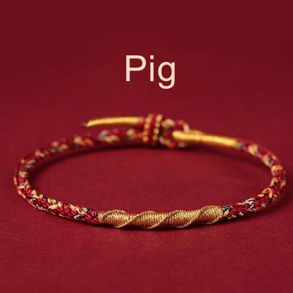 Zodiac Buddha Tai Sui Red String Bracelet Braided Bracelet Amulet