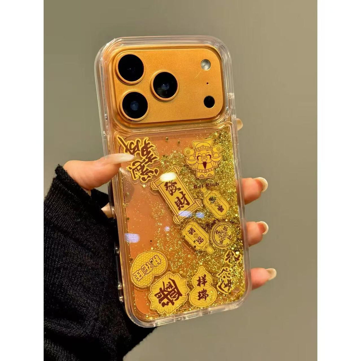 $9.9 Includes All Fees- Letitdao Wealth Flow Guardian Case Golden Sand & Foil Design Universal Fit Abundance Energy Protection for iPhone