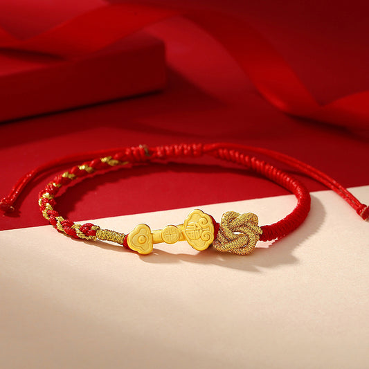 Letitdao Wishful & Auspicious & Lucky Hand-woven Twin Knot Red String Bracelet