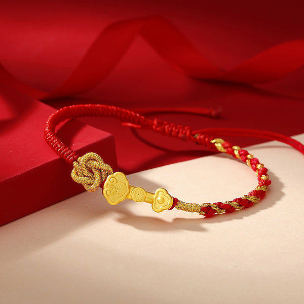 Letitdao Wishful & Auspicious & Lucky Hand-woven Twin Knot Red String Bracelet