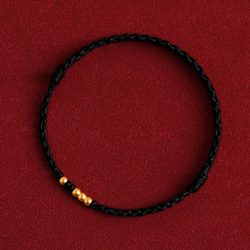 Letitdao A Lifetime Of Ancient Gold Lucky Beads Hand-Woven Red String Bracelet