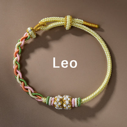 Letitdao 12 Zodiac Signs Handmade Macrame Red String Bracelet for Luck