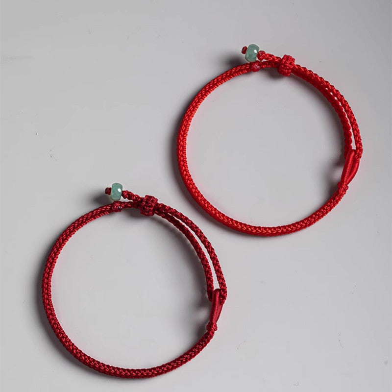 Letitdao Hand-Woven Jade Lucky & Wealth Red String Bracelet