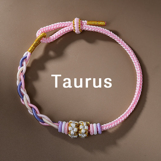 Letitdao 12 Zodiac Signs Handmade Macrame Red String Bracelet for Luck