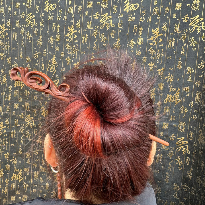 Letitdao Taoist Ceremonial Hairpin Sacred Jujube Wood with Dragon & Phoenix Design Five Elements Spiritual Gift