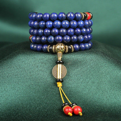Letitdao Lapis Lazuli & Turquoise 108-Bead Bracelet