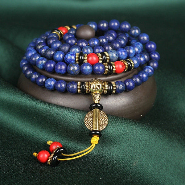 Letitdao Lapis Lazuli & Turquoise 108-Bead Bracelet
