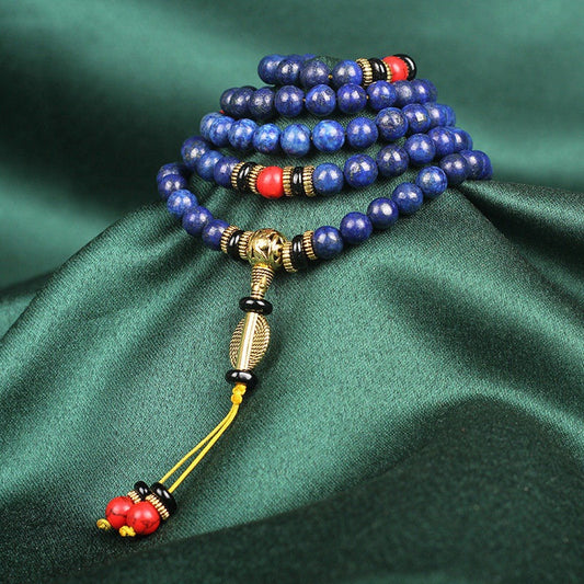 Letitdao Lapis Lazuli & Turquoise 108-Bead Bracelet