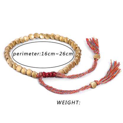 Letitdao Mindfulness Balanc Energy Healing Lucky Wealth Bracelet Tibetan Copper Beads Healing Luck Bracelet