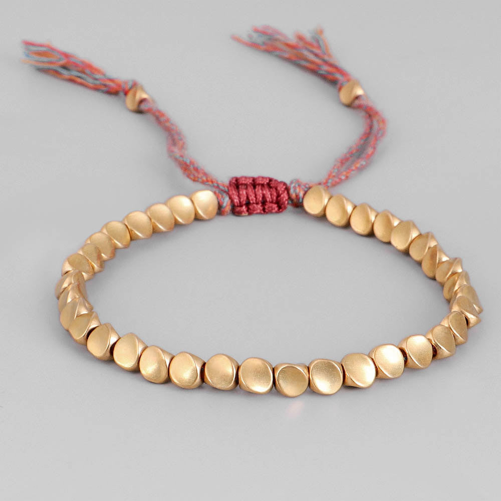 Letitdao Mindfulness Balanc Energy Healing Lucky Wealth Bracelet Tibetan Copper Beads Healing Luck Bracelet