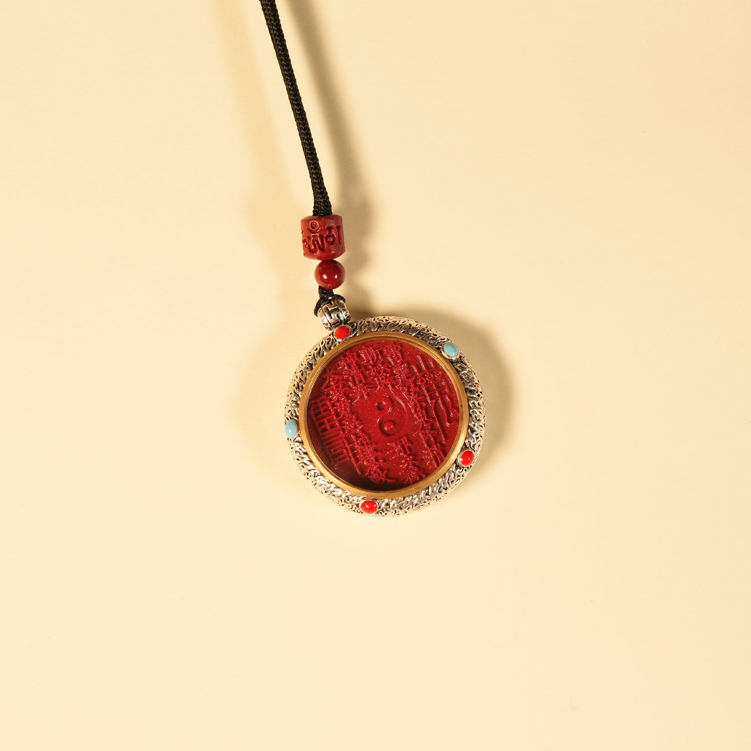 Letitdao Spinning Talisman Coin Pendant Cinnabar Infused Guardian Necklace for Protection & Positive Energy