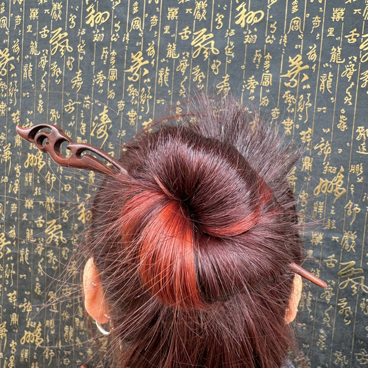 Letitdao Taoist Ceremonial Hairpin Sacred Jujube Wood with Dragon & Phoenix Design Five Elements Spiritual Gift