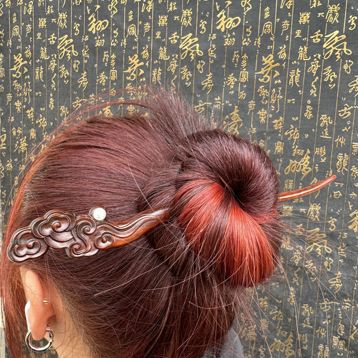 Letitdao Taoist Ceremonial Hairpin Sacred Jujube Wood with Dragon & Phoenix Design Five Elements Spiritual Gift