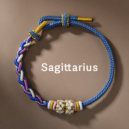 Letitdao 12 Zodiac Signs Handmade Macrame Red String Bracelet for Luck