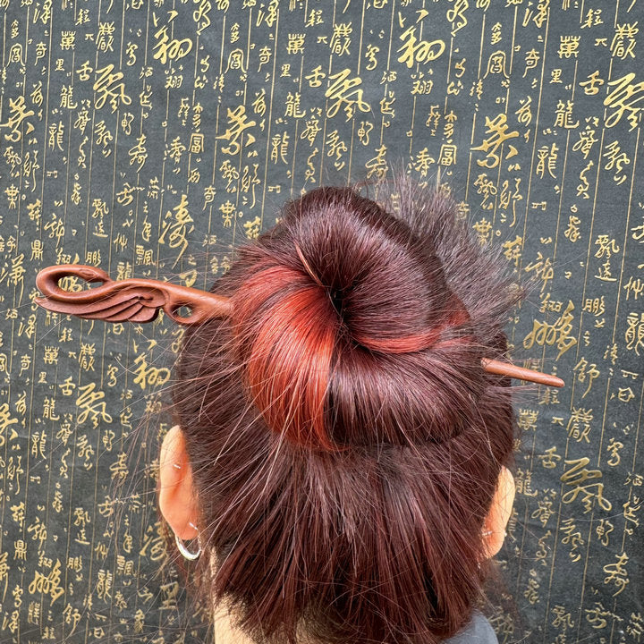 Letitdao Taoist Ceremonial Hairpin Sacred Jujube Wood with Dragon & Phoenix Design Five Elements Spiritual Gift