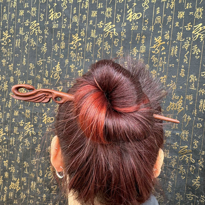 Letitdao Taoist Ceremonial Hairpin Sacred Jujube Wood with Dragon & Phoenix Design Five Elements Spiritual Gift