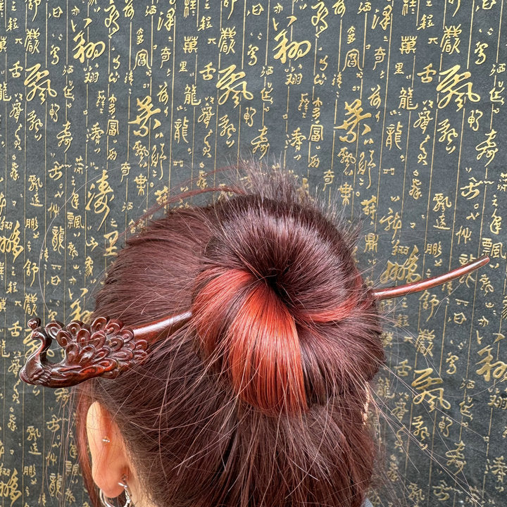 Letitdao Taoist Ceremonial Hairpin Sacred Jujube Wood with Dragon & Phoenix Design Five Elements Spiritual Gift