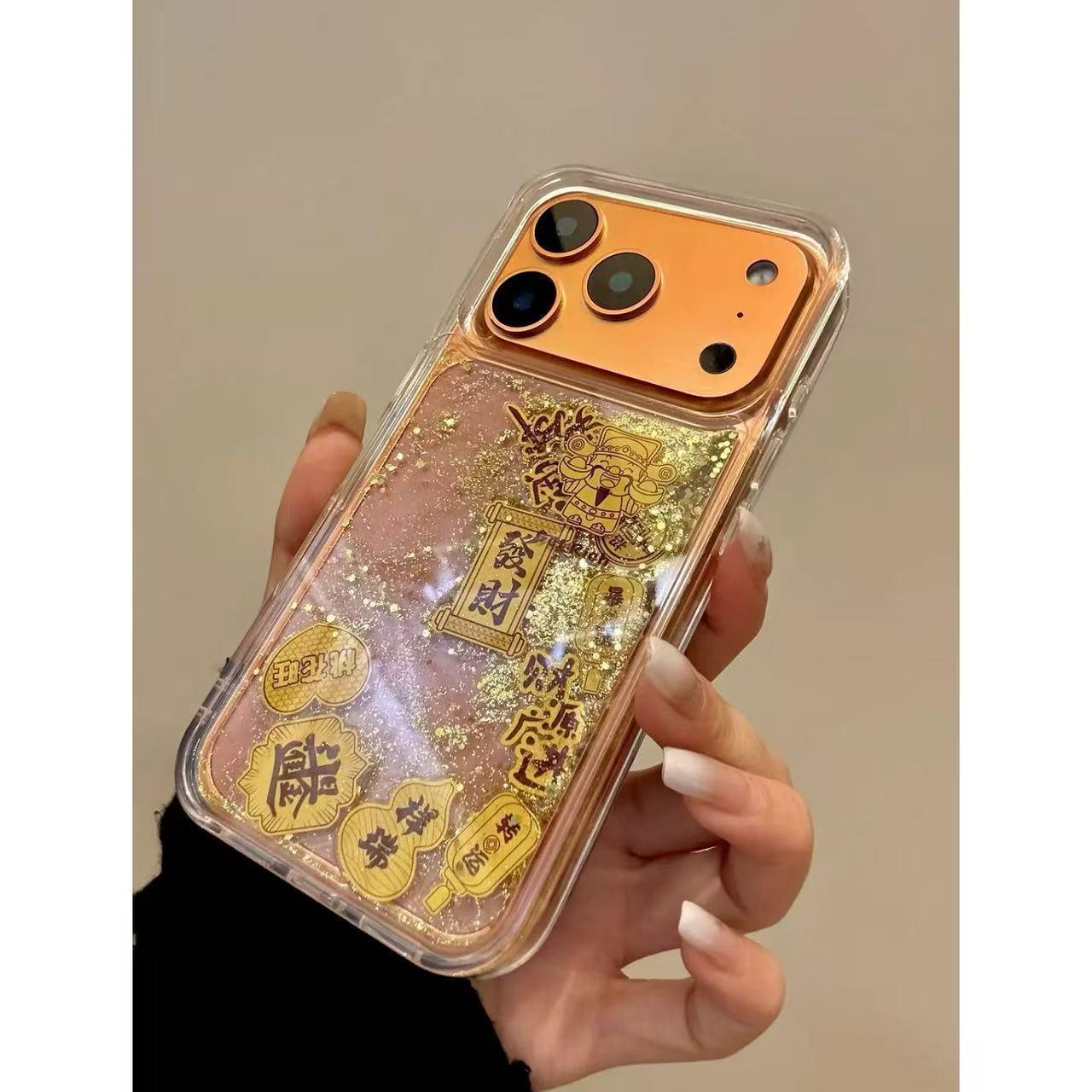 $9.9 Includes All Fees- Letitdao Wealth Flow Guardian Case Golden Sand & Foil Design Universal Fit Abundance Energy Protection for iPhone