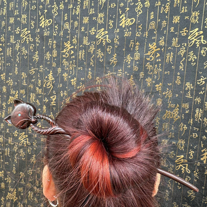 Letitdao Taoist Ceremonial Hairpin Sacred Jujube Wood with Dragon & Phoenix Design Five Elements Spiritual Gift