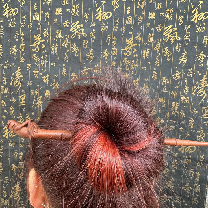 Letitdao Taoist Ceremonial Hairpin Sacred Jujube Wood with Dragon & Phoenix Design Five Elements Spiritual Gift