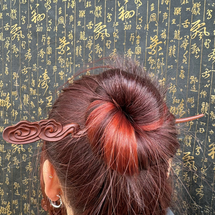 Letitdao Taoist Ceremonial Hairpin Sacred Jujube Wood with Dragon & Phoenix Design Five Elements Spiritual Gift