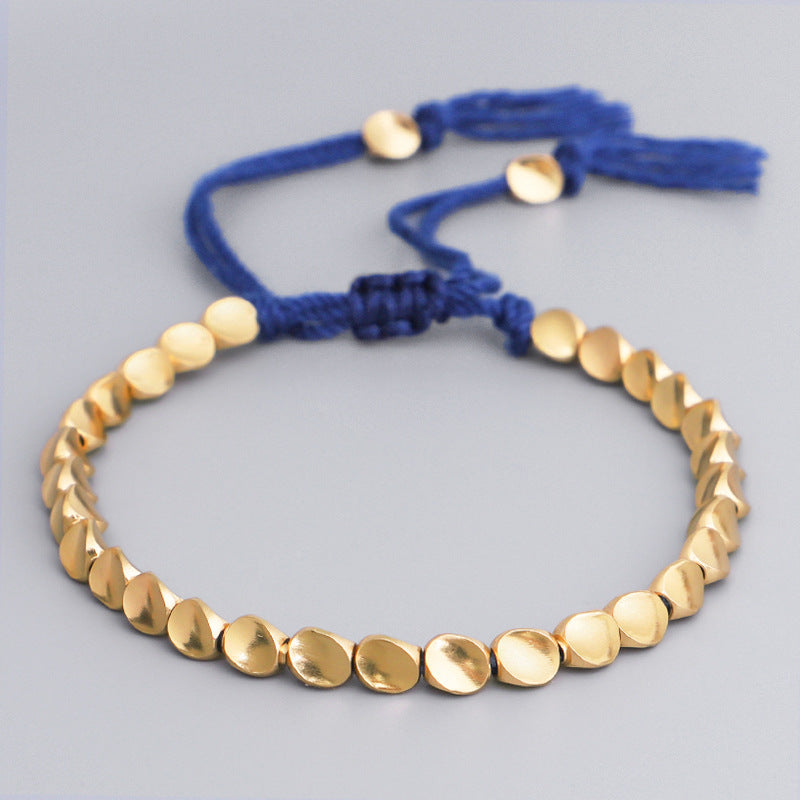 Letitdao Mindfulness Balanc Energy Healing Lucky Wealth Bracelet Tibetan Copper Beads Healing Luck Bracelet