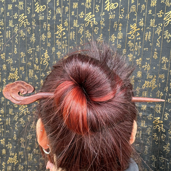 Letitdao Taoist Ceremonial Hairpin Sacred Jujube Wood with Dragon & Phoenix Design Five Elements Spiritual Gift