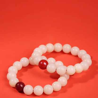 Letitdao Letitdao Natural Bodhi & Red Bead Bracelet Hand-Polished Seed Jewelry with Adjustable Closure Earthy Boho Accessory
