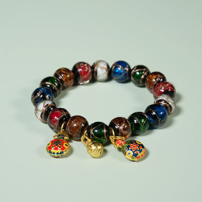 Letlt Dao Colorful Gold Swallowing Beast Liuli Glass Bead Luck Bracelet