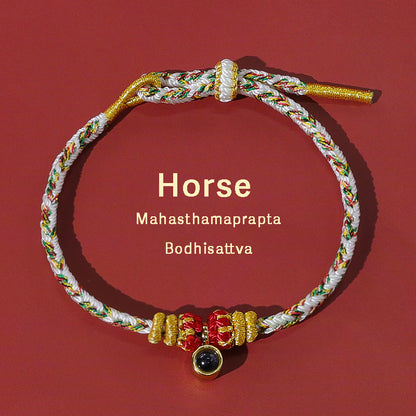 Letitdao Eight Guardian Gods Halo Bracelet Hand-Woven Zodiac Red Rope