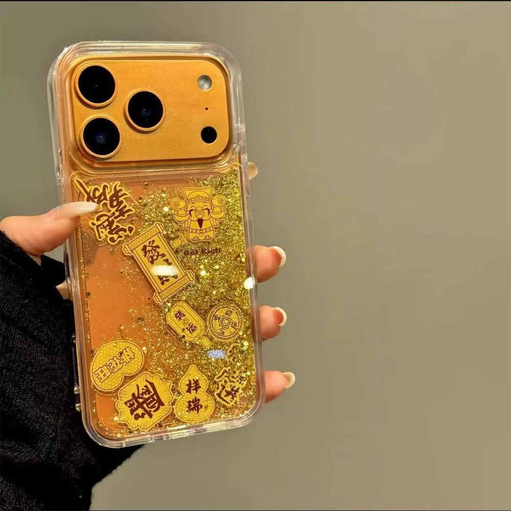 $9.9 Includes All Fees- Letitdao Wealth Flow Guardian Case Golden Sand & Foil Design Universal Fit Abundance Energy Protection for iPhone
