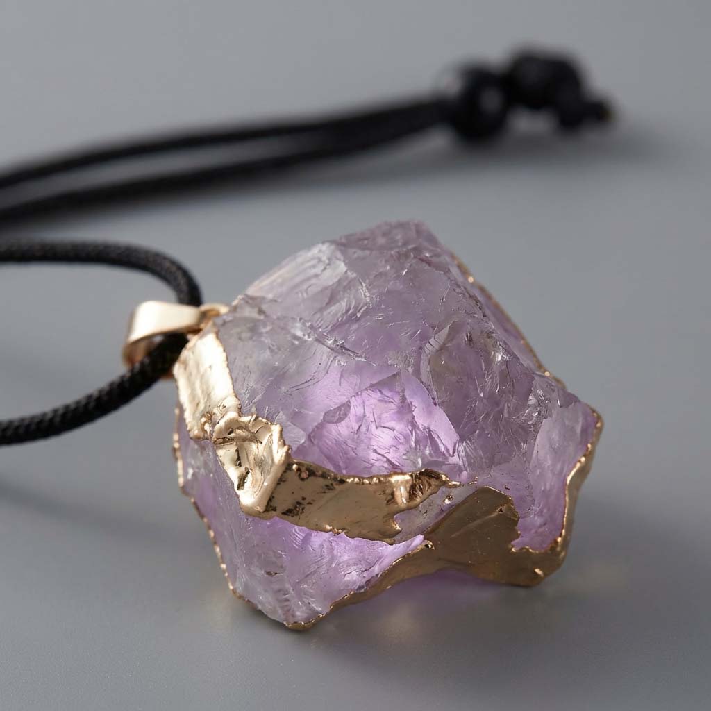 Letitdao Raw Amethyst Energy Unfiltered A Raw Stone Pendant Necklace Directly Connected to Earth's Power