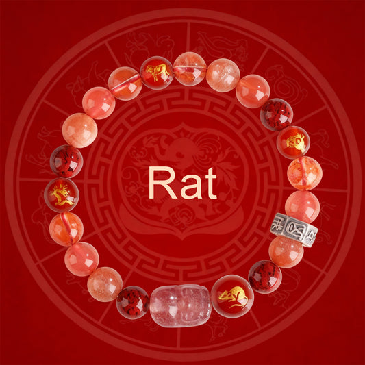 Zodiac Fortune Bracelet Adorned With Sacred Cinnabar & Natural Crystal & Legendary Pi Xiu