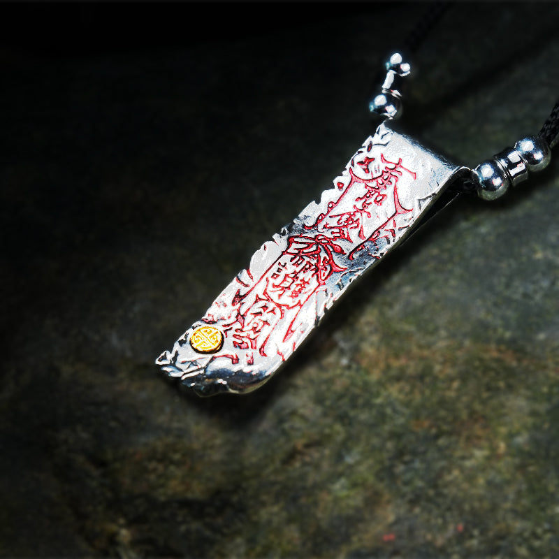 Taoist Imperial Decree Meditation Mantra Pendant Yin-Yang Bagua Body Protection Necklace