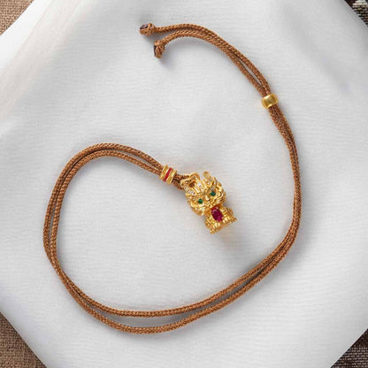 Letlt Dao Kirin Mythical Creature Pendant Gold Plated Necklace with Inlaid Diamonds for Good Fortune