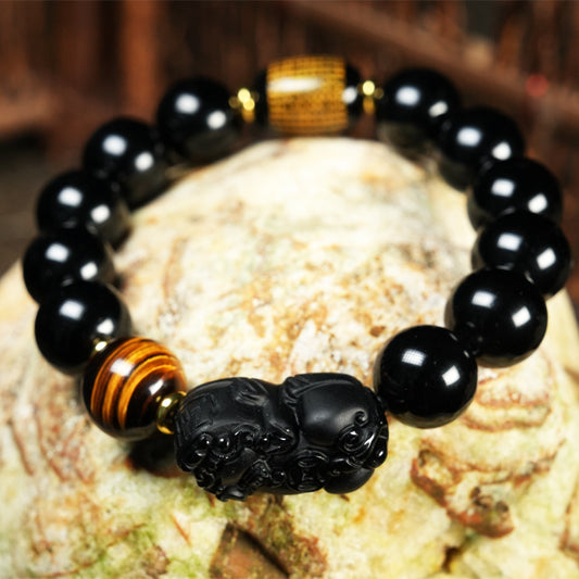 Letlt Dao FengShui PiXiu Obsidian Wealth Bracelet