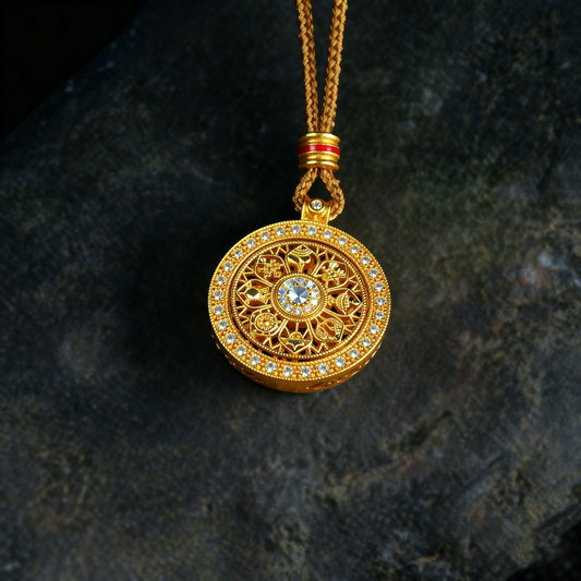 Letlt Dao Rotating Eight Treasures Compass Pendant Minimalist Diamond Necklace for Wealth & Abundance