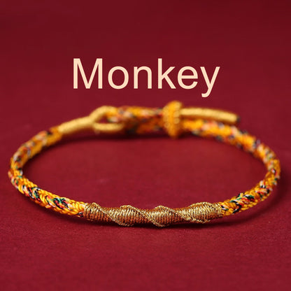 Zodiac Buddha Tai Sui Red String Bracelet Braided Bracelet Amulet
